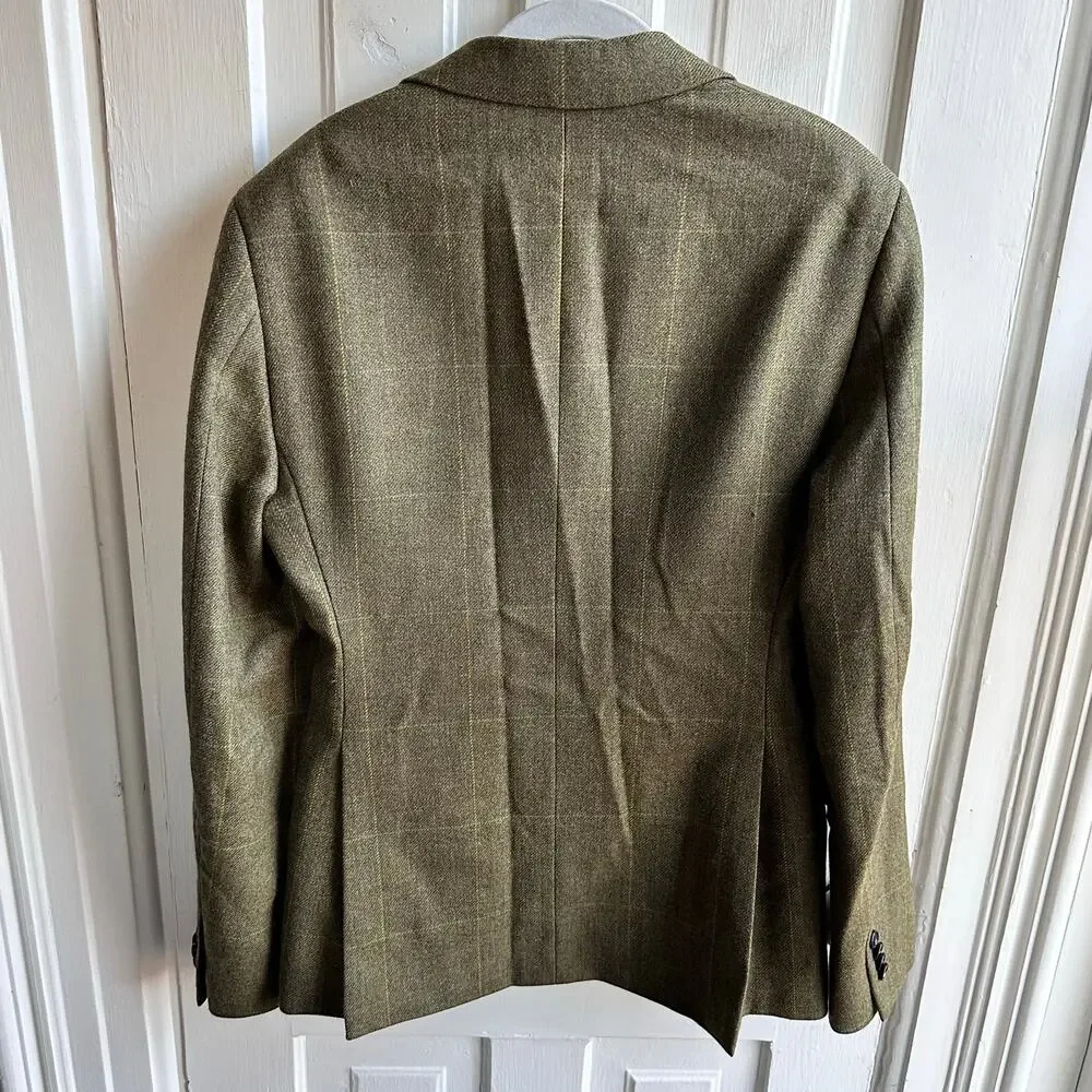 Indochino Olive Windowpane Wool Blazer Sport Coat Made For You Custom Tailored